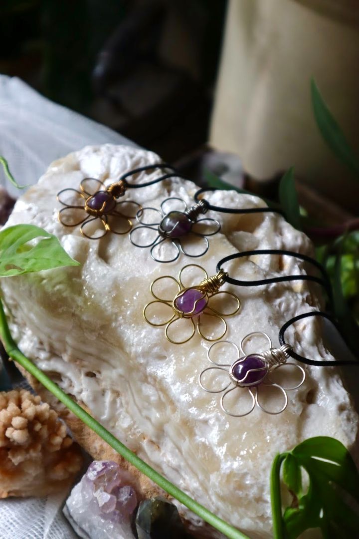 Amethyst Flower Pendant