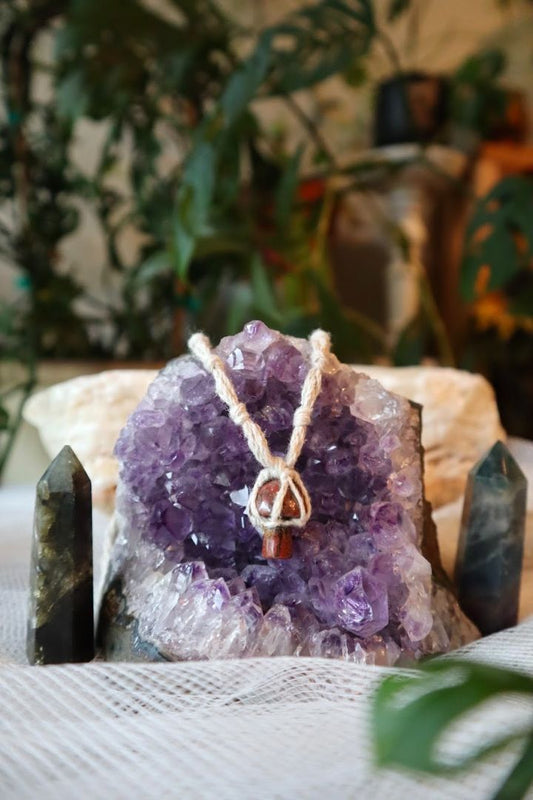 Red Jasper Macramé Mushroom Pendant