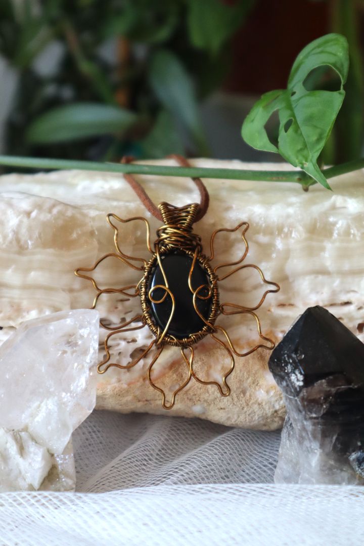 Black Obsidian Sun Pendant