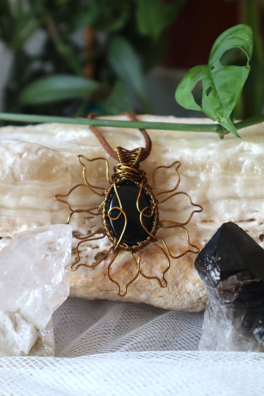 Black Obsidian Sun Pendant