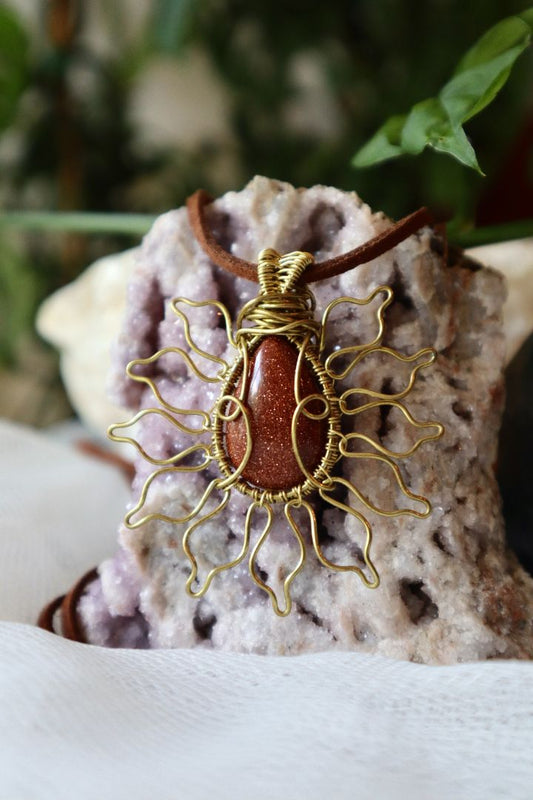 Goldstone Sun Pendant