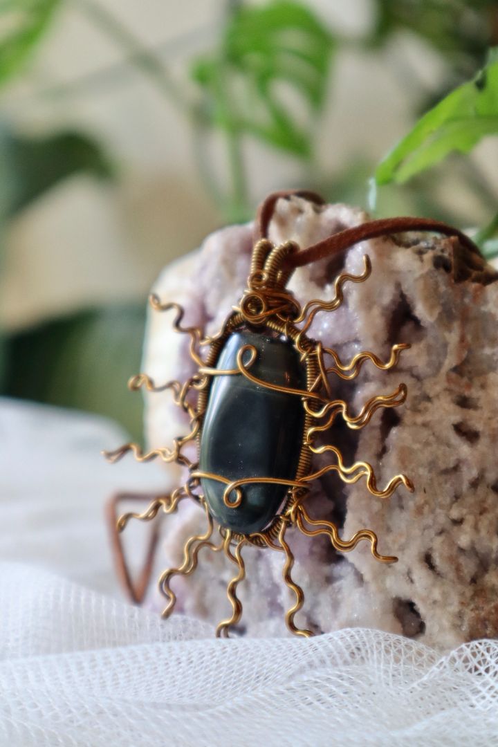 Blue Tigers Eye Sun Pendant