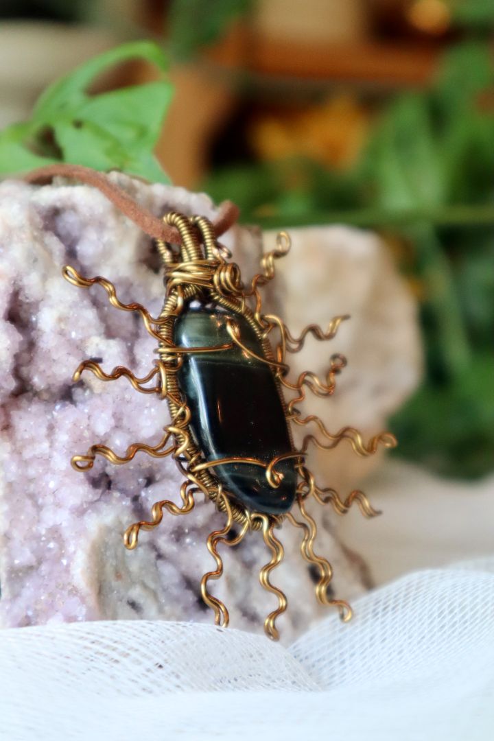 Blue Tigers Eye Sun Pendant