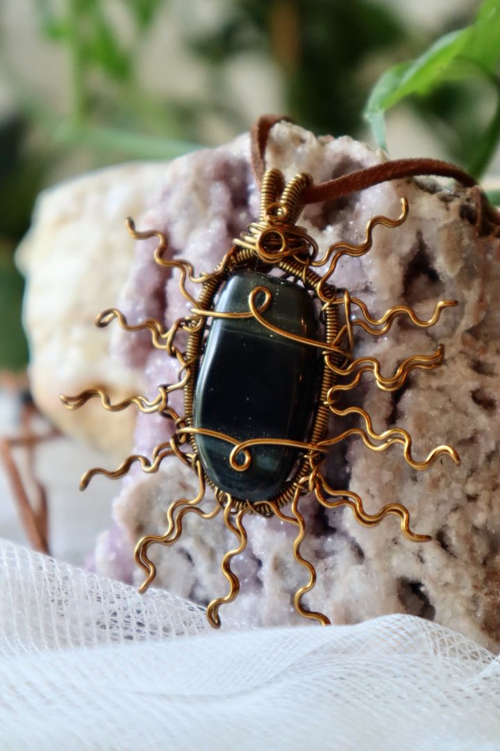 Blue Tigers Eye Sun Pendant
