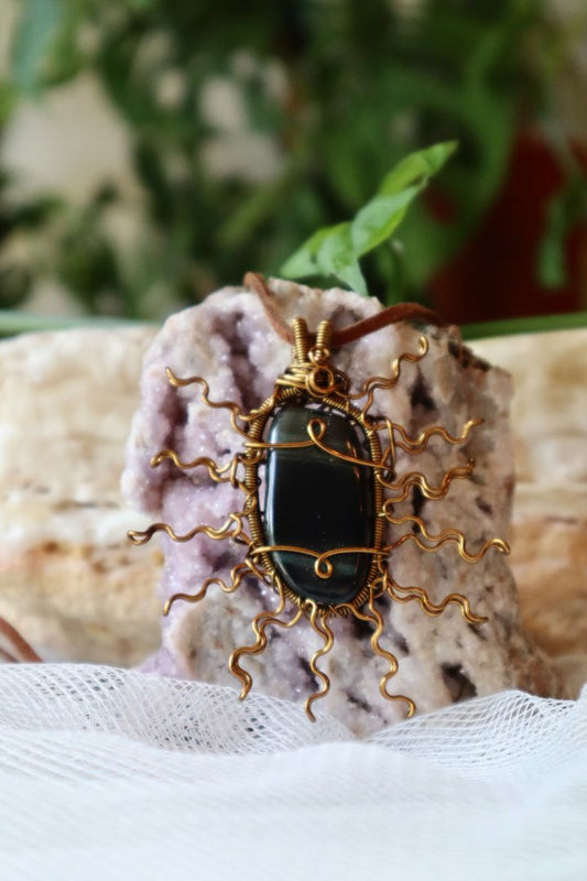 Blue Tigers Eye Sun Pendant