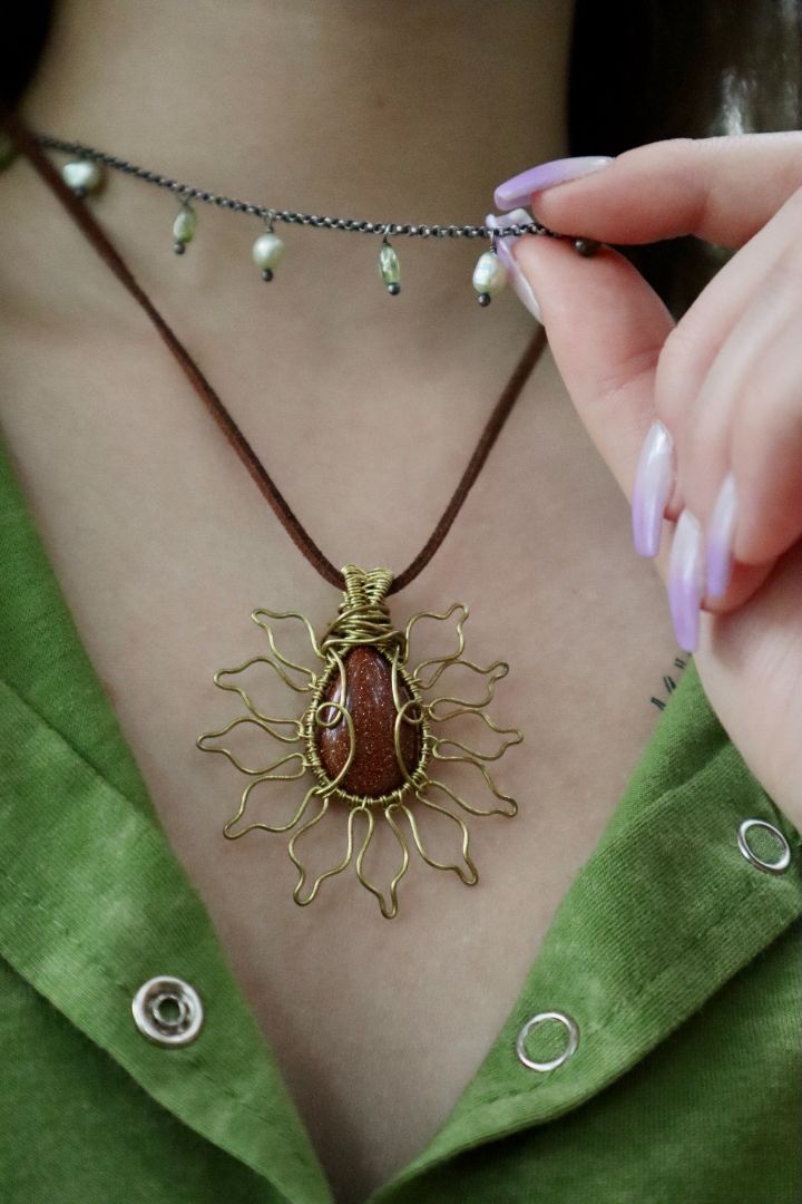 Goldstone Sun Pendant