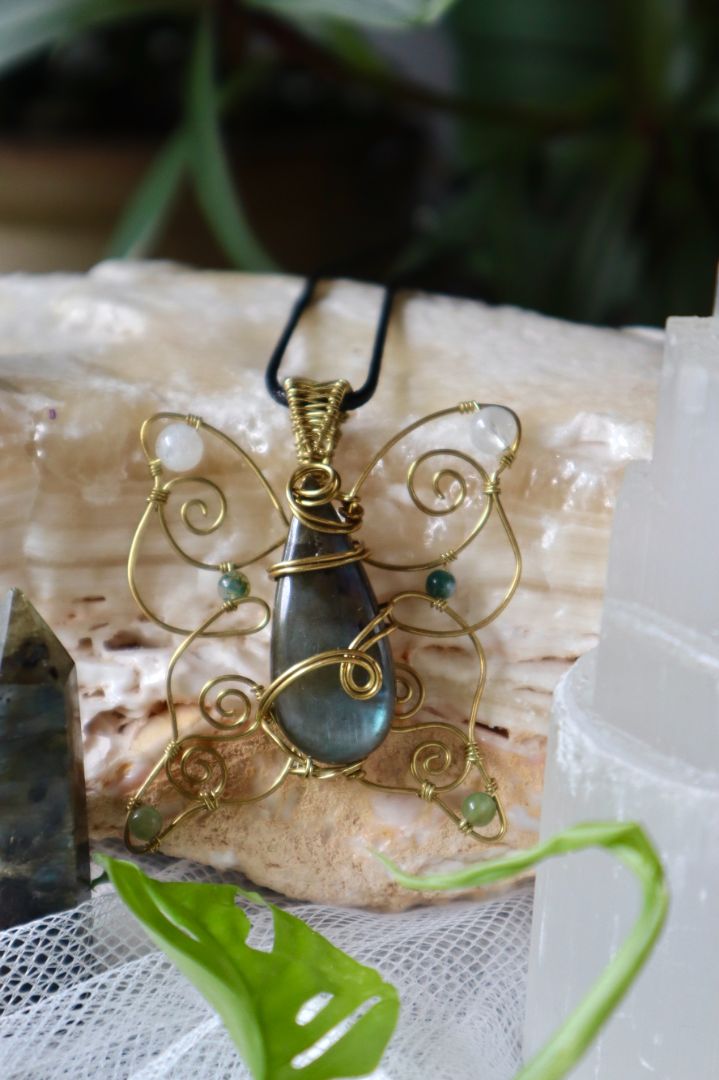 Labradorite Butterfly Pendant
