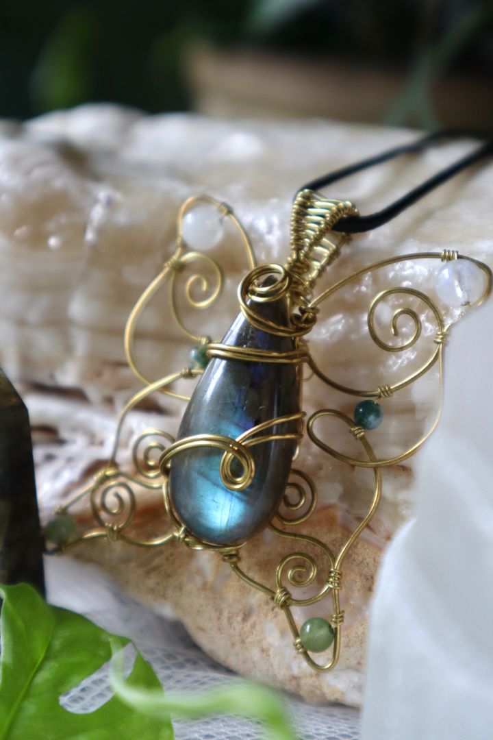 Labradorite Butterfly Pendant
