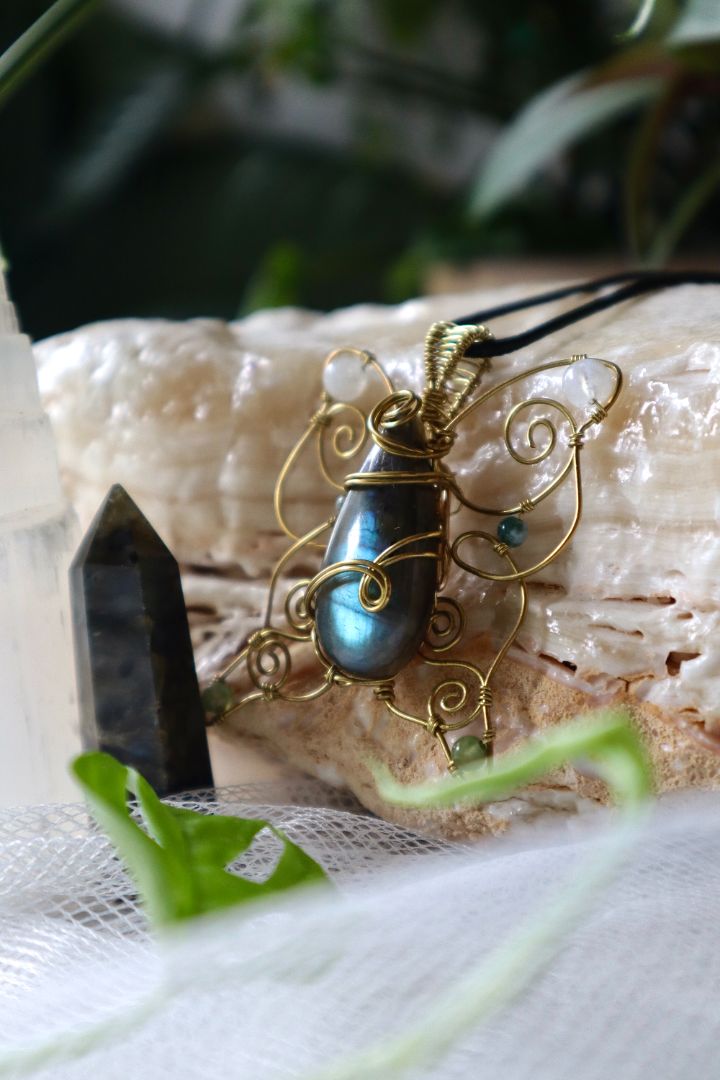 Labradorite Butterfly Pendant