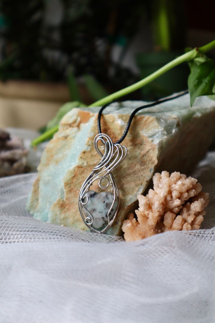 Heart Shaped Kiwi Jasper Pendant