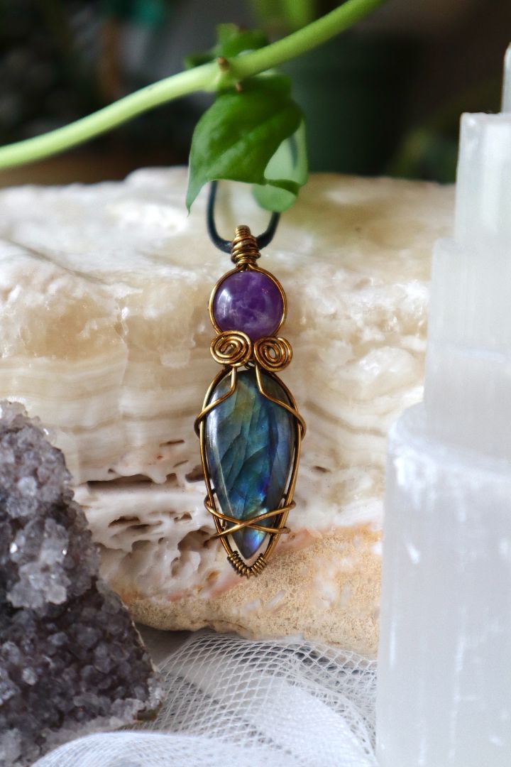 Labradorite and Amethyst Pendant