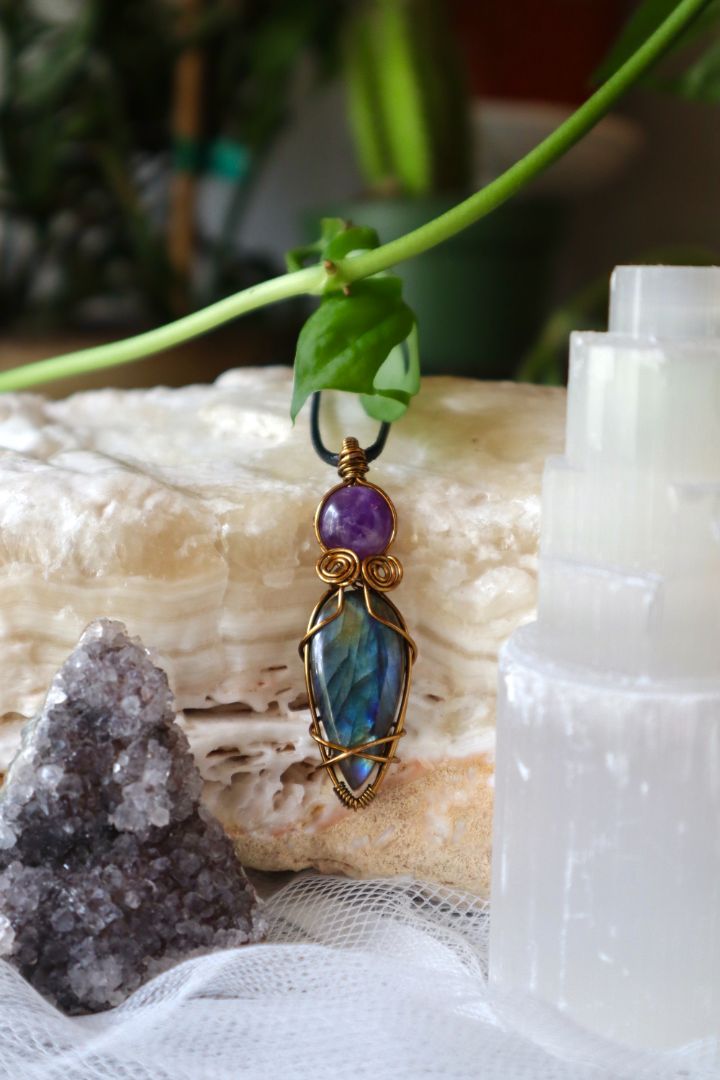 Labradorite and Amethyst Pendant
