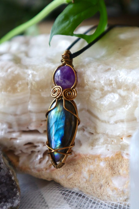 Labradorite and Amethyst Pendant