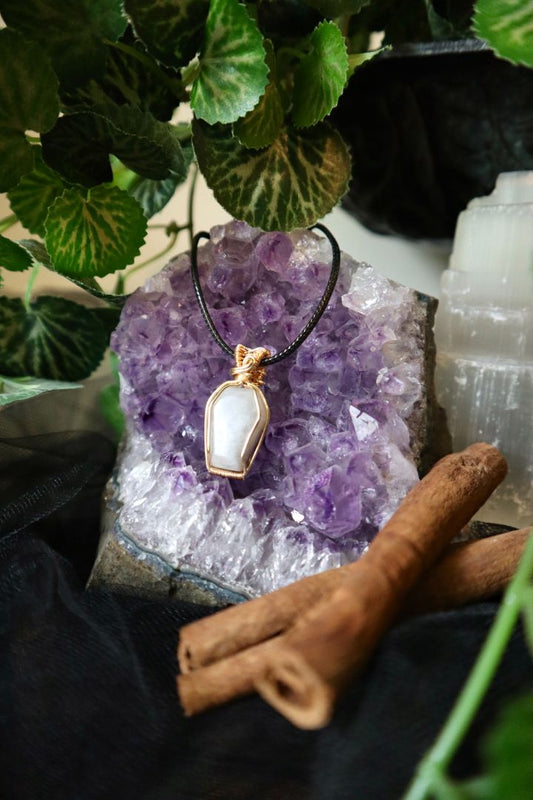 Halloween Collection// Flower Agate Coffin Pendant