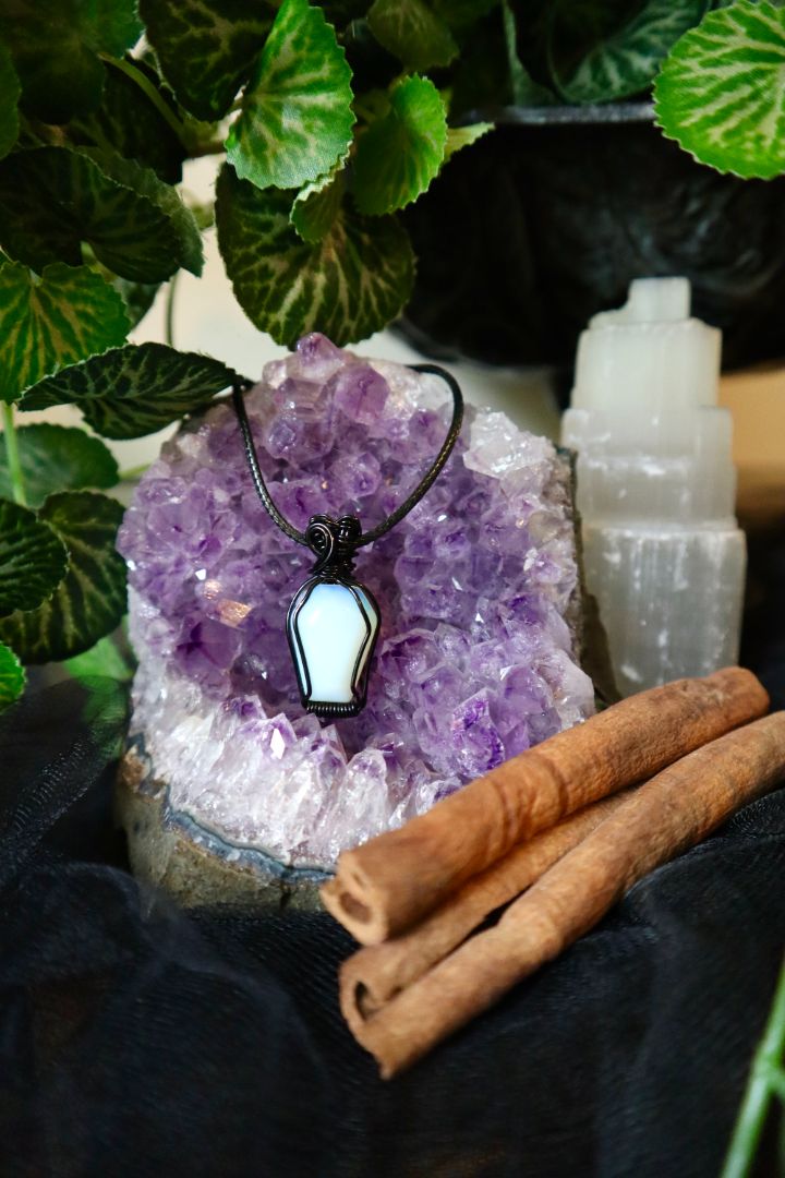Halloween Collection// Opal Coffin Pendant