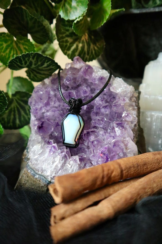 Halloween Collection// Opal Coffin Pendant