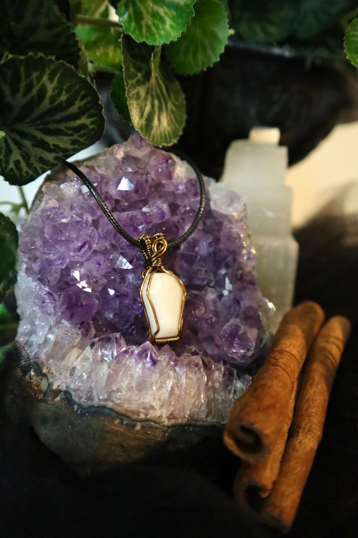 Halloween Collection// White Jasper Coffin Pendant