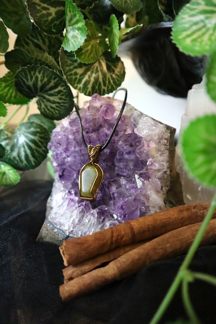 Halloween Collection// Olive Jade Coffin Pendant