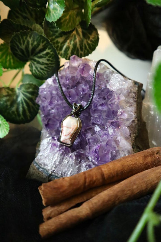 Halloween Collection// Red Vein Jasper Coffin Pendant