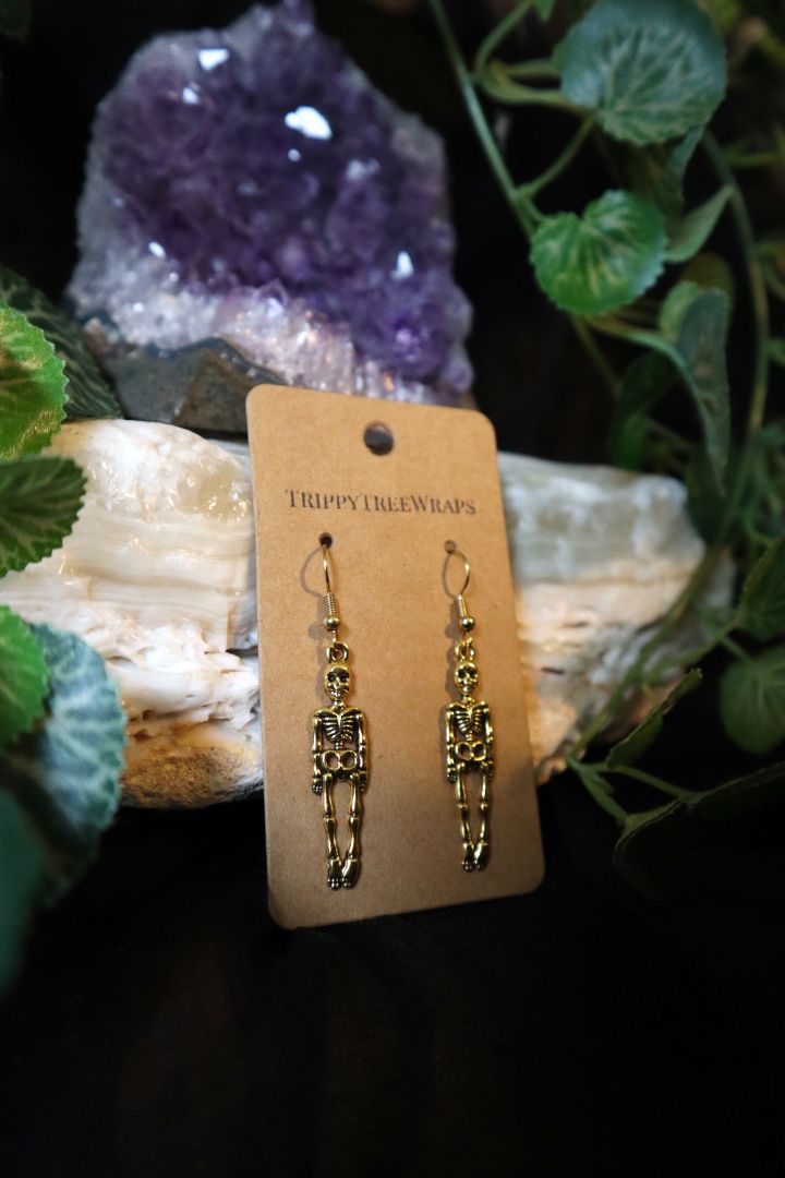 Halloween Collection// Gold Skeleton Earrings