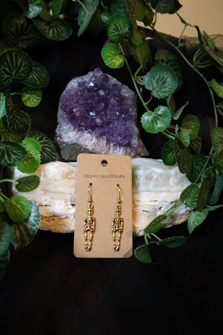 Halloween Collection// Gold Skeleton Earrings