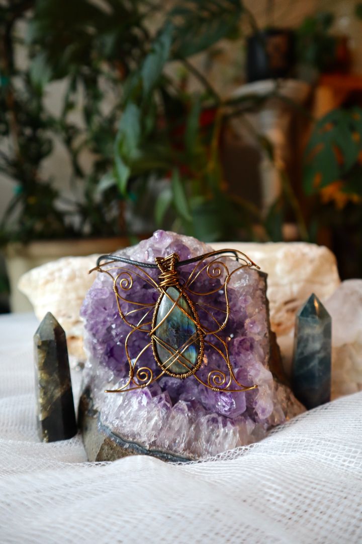 Labradorite Butterfly Pendant