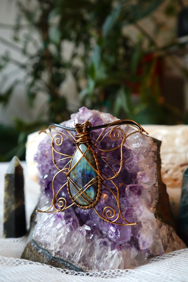 Labradorite Butterfly Pendant