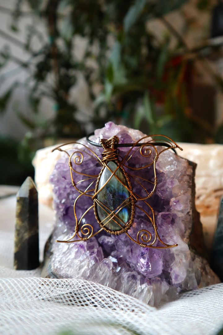 Labradorite Butterfly Pendant