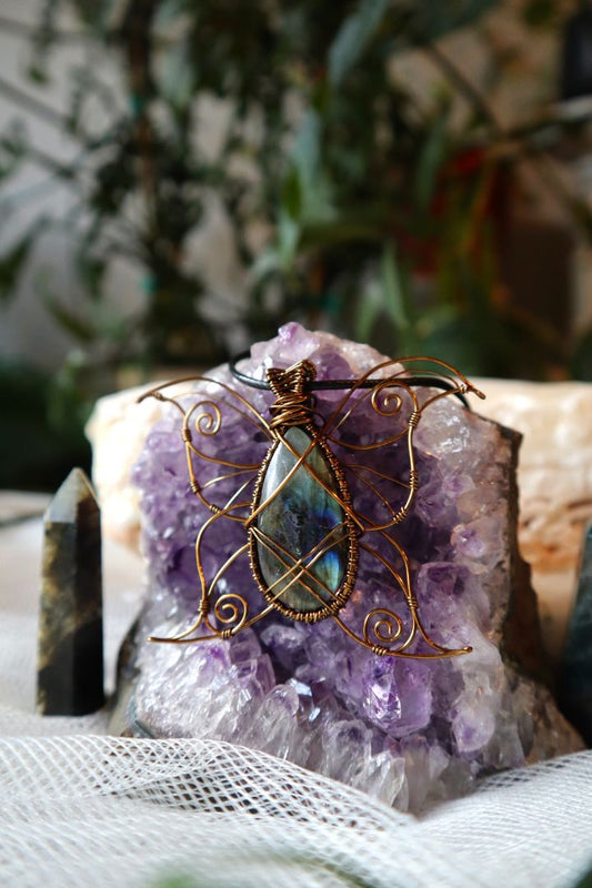 Labradorite Butterfly Pendant