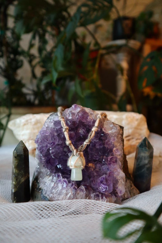 Green Aventurine Macramé Mushroom Pendant