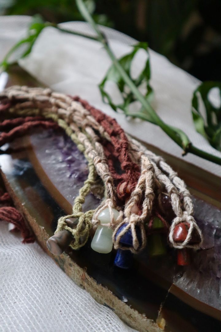 Ocean Jasper Macramé Mushroom Pendant