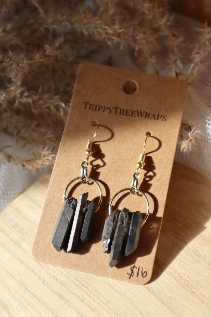 Dangly Three Crystal Earrings