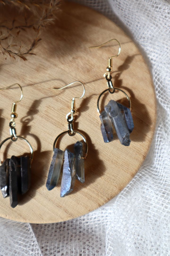 Dangly Three Crystal Earrings