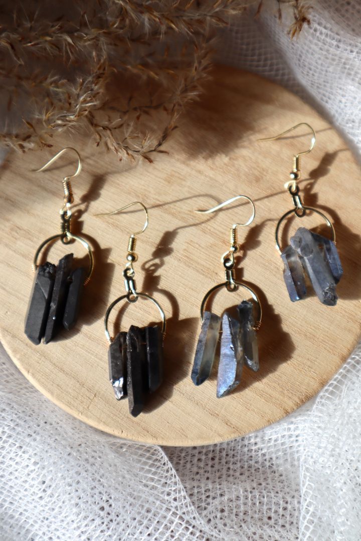Dangly Three Crystal Earrings