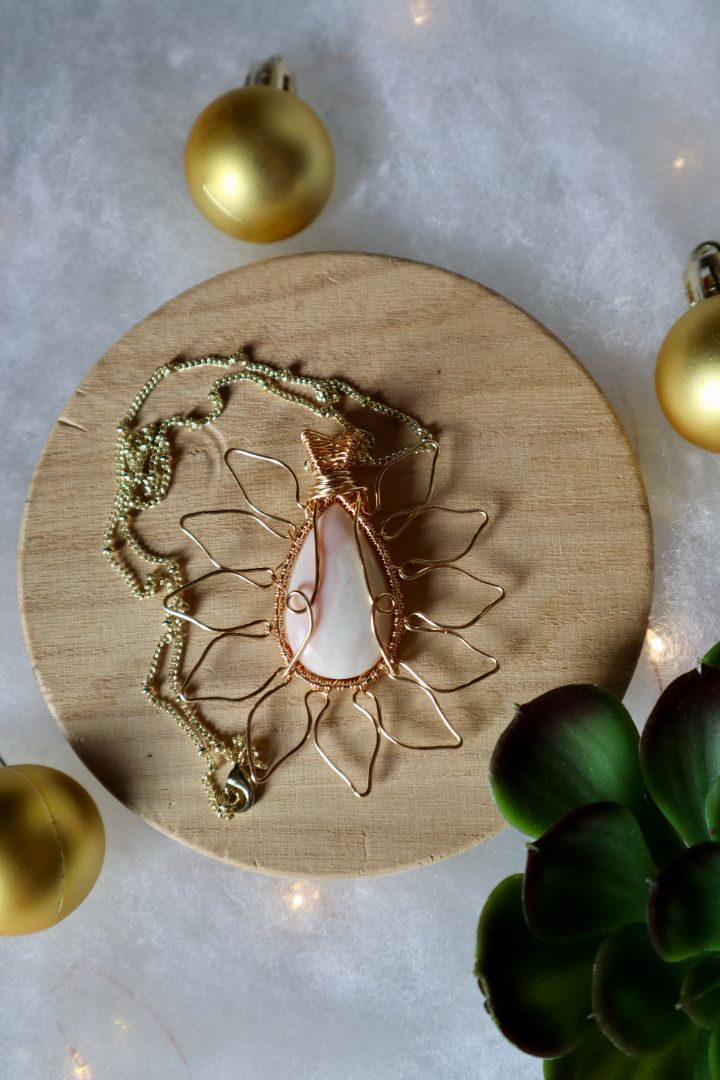 Winter Solstice Collection//Pink Opal Sun Pendant