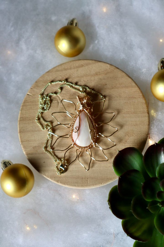Winter Solstice Collection//Pink Opal Sun Pendant