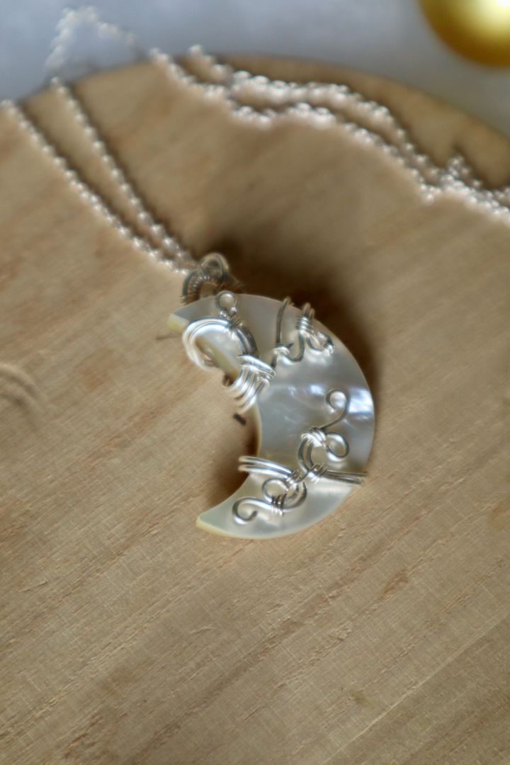 Winter Solstice Collection//Mother of Pearl Moon Pendant