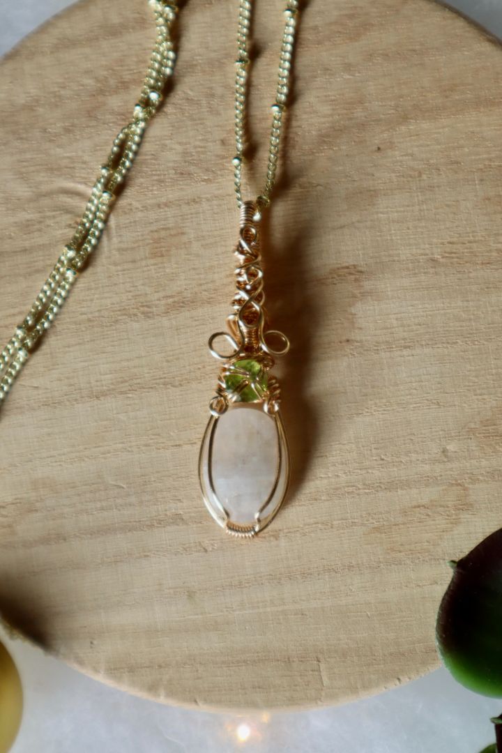 Winter Solstice Collection//Moonstone and Peridot Princess Pendant