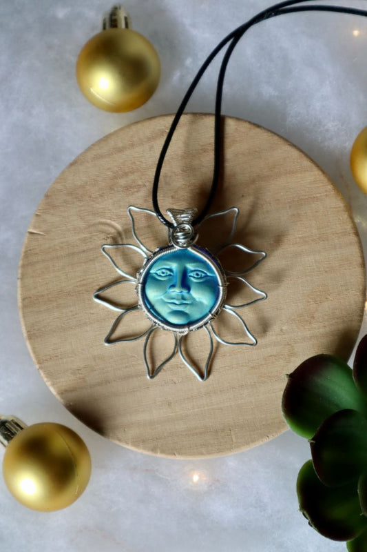 Winter Solstice Collection//Blue Face Sun Pendant