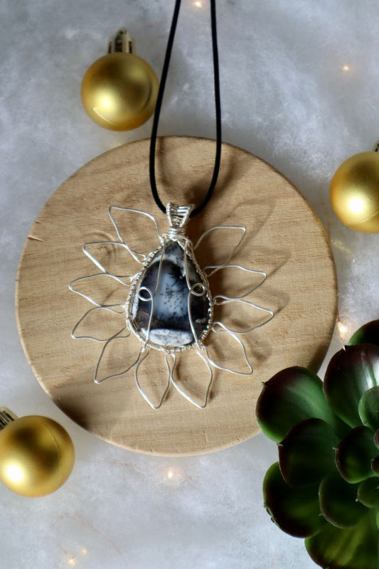 Winter Solstice Collection//Dendritic Opal Sun Pendant