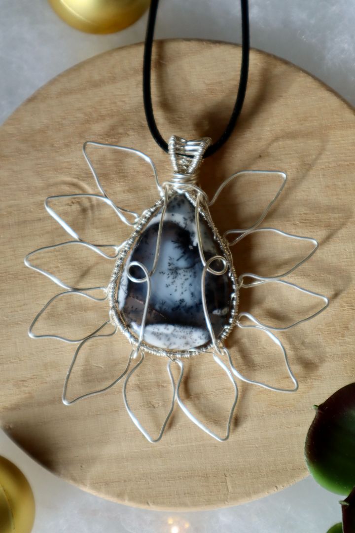 Winter Solstice Collection//Dendritic Opal Sun Pendant
