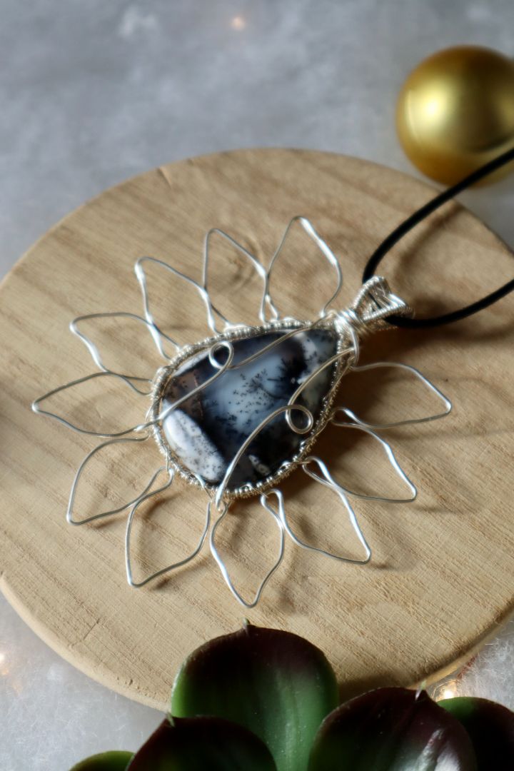 Winter Solstice Collection//Dendritic Opal Sun Pendant