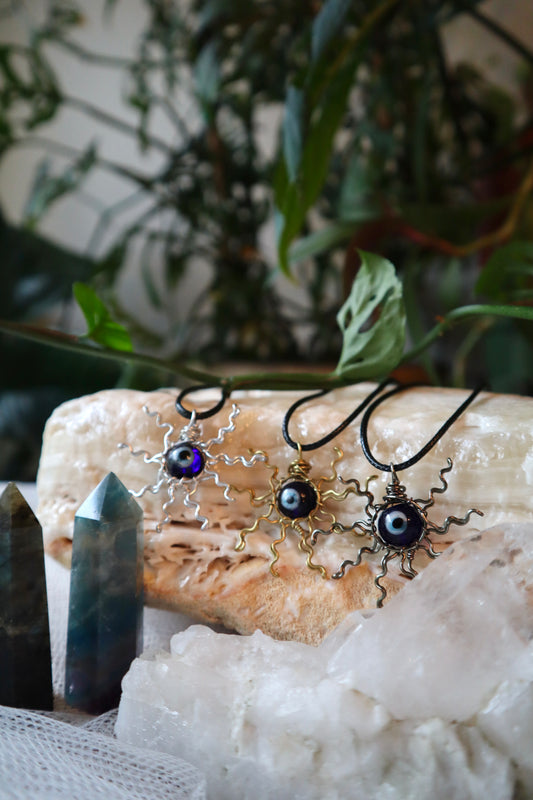 Evil Eye Mini Sun Pendants