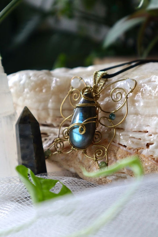 Labradorite Butterfly Pendant