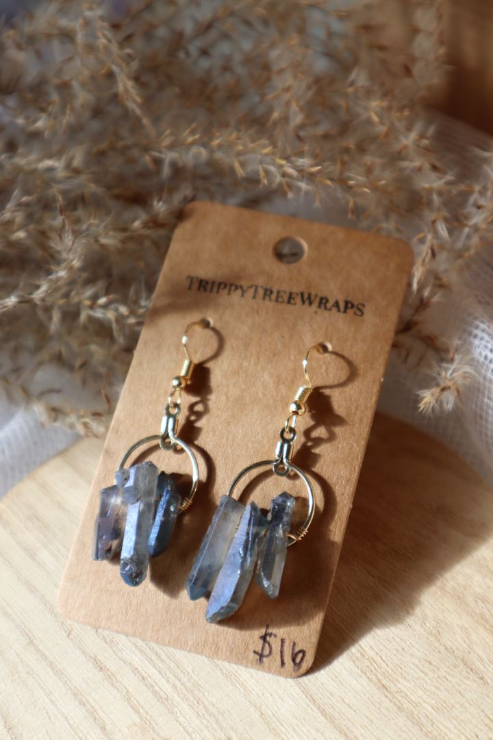 Dangly Three Crystal Earrings
