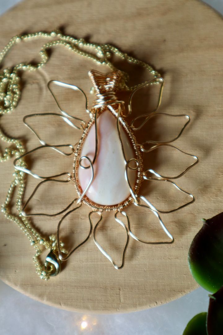 Winter Solstice Collection//Pink Opal Sun Pendant