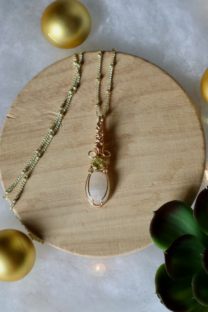Winter Solstice Collection//Moonstone and Peridot Princess Pendant